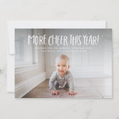 Meer vrolijkheid dit jaar leuk om een foto-kerstfe feestdagenkaart (Voorkant)