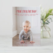 Meer vrolijkheid dit jaar schattig één foto rood k feestdagenkaart (Staand voorkant)
