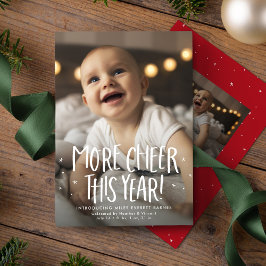 Meer vrolijkheid dit jaar schattige twee foto rode feestdagenkaart