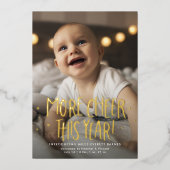 Meer vrolijkheid dit jaar schattige twee foto rode folie feestdagenkaart (Voorkant)