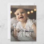 Meer vrolijkheid dit jaar twee foto groene kerst feestdagenkaart (Voorkant)