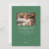 Meer vrolijkheid dit jaar twee foto groene kerst feestdagenkaart (Achterkant)