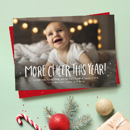 Meer vrolijkheid twee foto kerst geboorteaankondig feestdagenkaart
