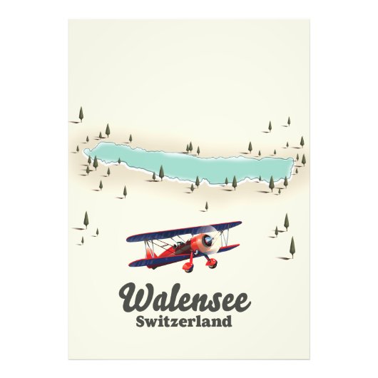 meer Walensee Zwitserland kaart Foto Afdruk (Voorkant)