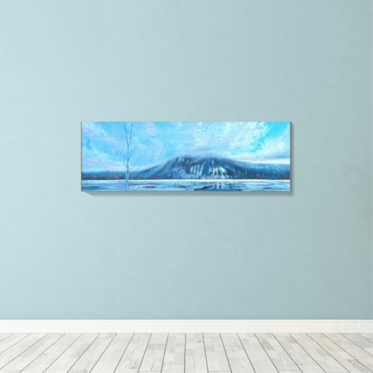 Meer willoughby op ijs Vermont Olieverfschilderij Canvas Afdruk (Insitu (Houten vloer))