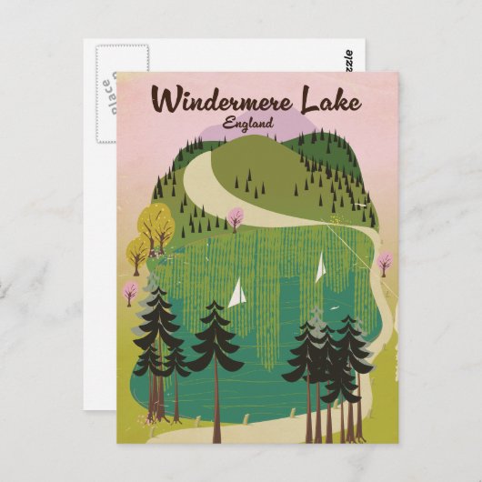 meer windermere Reisposter Briefkaart (Voorkant / Achterkant)