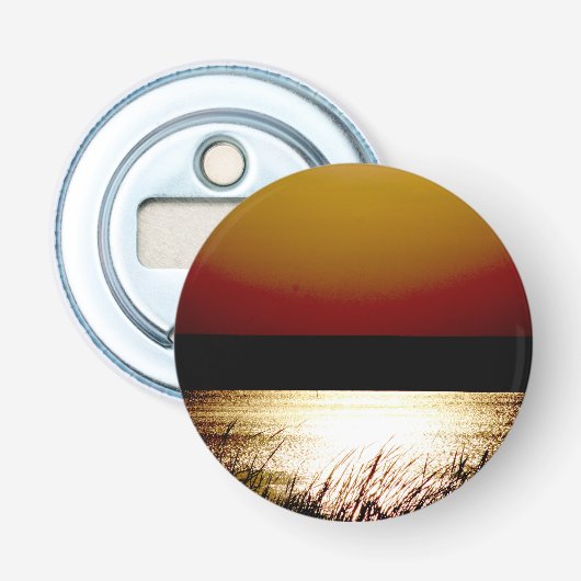 Meer Zonsondergang Button Flesopener (Voorkant)