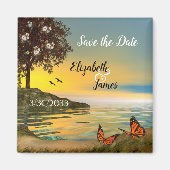 Meer zonsondergang met Butterflies sparen de Date Magneet (Voorkant)