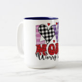 Meer zorgen, Valentijnsdag Tweekleurige Koffiemok (Voorkant links)