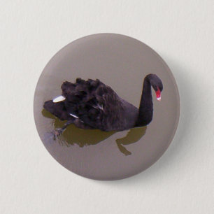 Meer zwarte zwaan ronde button 5,7 cm