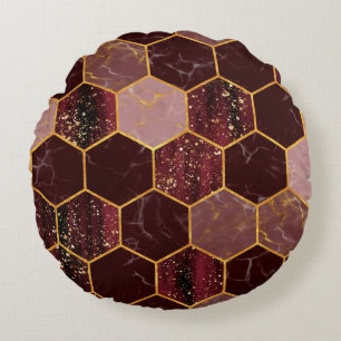 Meerbaar hexagon naadloze textuur met goud rond kussen
