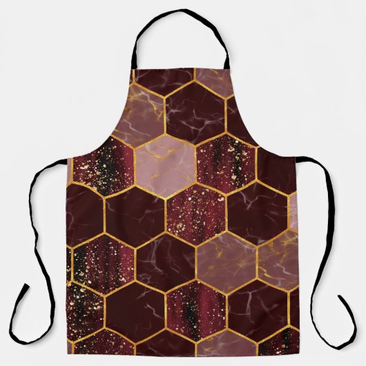 Meerbaar hexagon naadloze textuur met goud schort (Voorkant)