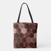 Meerbaar hexagon naadloze textuur met goud tote bag (Achterkant)