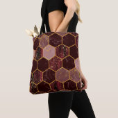 Meerbaar hexagon naadloze textuur met goud tote bag (Dichtbij)