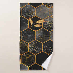 Meerbaar hexagon naadloze textuur met gouden blade badhanddoek