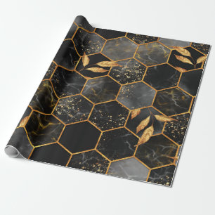 Meerbaar hexagon naadloze textuur met gouden blade cadeaupapier