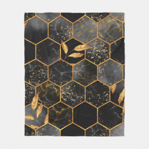 Meerbaar hexagon naadloze textuur met gouden blade fleece deken