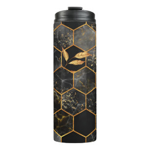 Meerbaar hexagon naadloze textuur met gouden blade thermosbeker