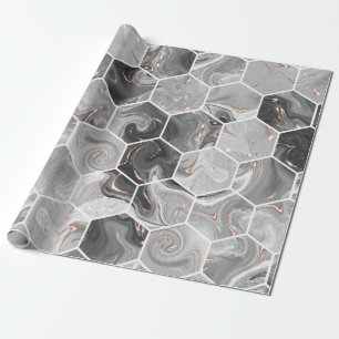 Meerbaar hexagon naadloze textuur met gouden patro cadeaupapier