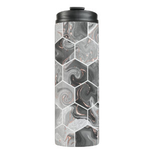 Meerbaar hexagon naadloze textuur met gouden patro thermosbeker
