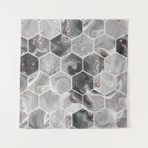 Meerbaar hexagon naadloze textuur met gouden patro wandkleed