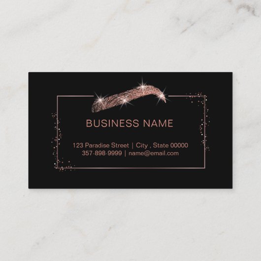 Meerbladige kunstenaar in roos goudglitter visitekaartje (Achterkant)