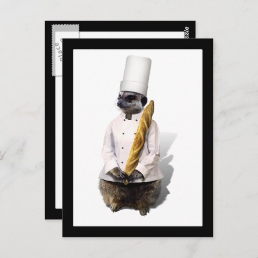 Meercat Chef met Baguette Briefkaart (Voorkant / Achterkant)
