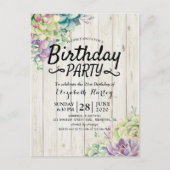 Meerdaagse Planten met een modern Succulent Rusti Uitnodiging Briefkaart (Voorkant)