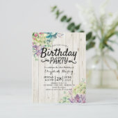 Meerdaagse Planten met een modern Succulent  Rusti Uitnodiging Briefkaart (Staand voorkant)