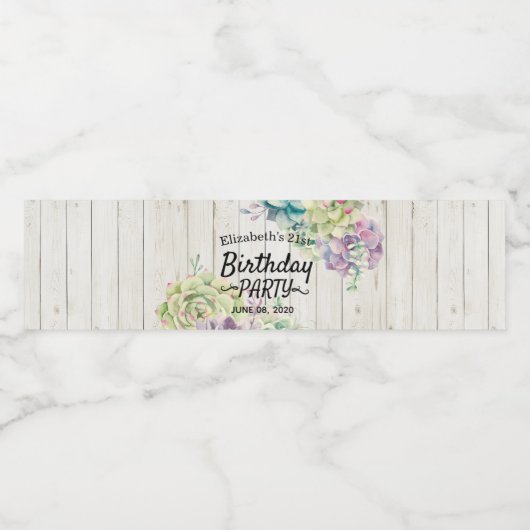 Meerdaagse Planten met een modern Succulent Rusti Waterfles Etiket (Enkel label)