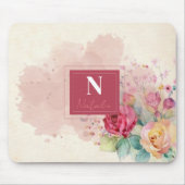 Meerdejaars oranje Elegant border burgandy roze Muismat (Voorkant)