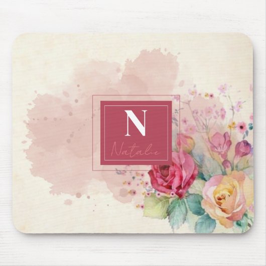 Meerdejaars oranje Elegant border burgandy roze Muismat (Voorkant)