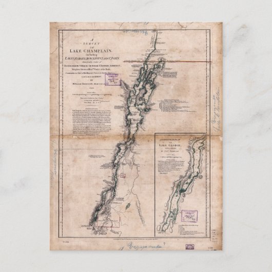 Meerdenmeer van het George Crown Point Map (1776) Briefkaart (Voorkant)