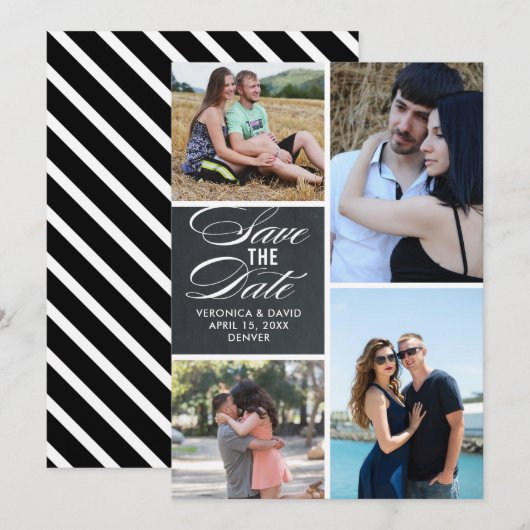Meerdere afbeeldingen portret bruiloft opslaan van save the date (Voorkant / Achterkant)