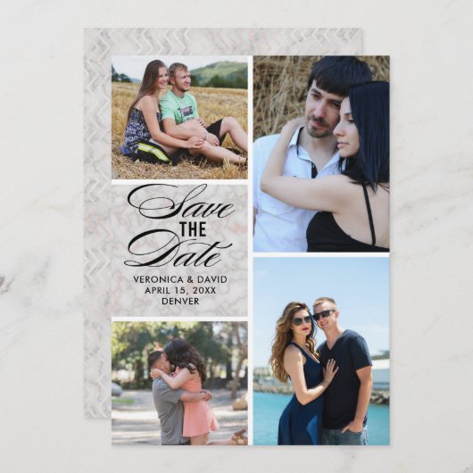 Meerdere afbeeldingen portret bruiloft opslaan van save the date (Voorkant / Achterkant)