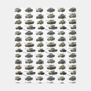 Meerdere Amerikaanse WW2-tanks en gepantserde voer Fleece Deken