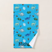 Meerdere dinosaurussoorten op turquoise achtergron bad handdoek (Handdoek)