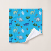 Meerdere dinosaurussoorten op turquoise achtergron bad handdoek (Wasdoekje)