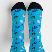 Meerdere dinosaurussoorten op turquoise achtergron sokken (Top)