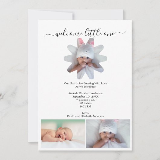 Meerdere foto Baby Boy of Girl Geboorteaankondigin Feestdagenkaart (Voorkant)