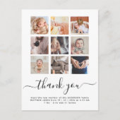 Meerdere foto collage chic script baby bedankt kaa briefkaart (Voorkant)