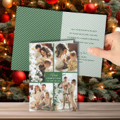 Meerdere foto Vrolijk Kerstfeest Gevouwen Groen Feestdagen Kaart