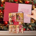 Meerdere foto Vrolijk Kerstfeest Gevouwen Rood Feestdagen Kaart<br><div class="desc">Vier foto's in een uniek rasterpatroon op de voorkant van deze gevouwen kerstkaarten zijn voorzien van de begroeting Vrolijk Kerstfeest en Gelukkig Nieuwjaar in chique belettering met een rode rand. Uw persoonlijke groet en namen zijn aan de binnenkant afgedrukt. MEER kleuren in ons collectie.</div>