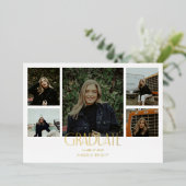 Meerdere foto's 2023 afstudeeraankondiging folie uitnodiging (Staand Voorkant)