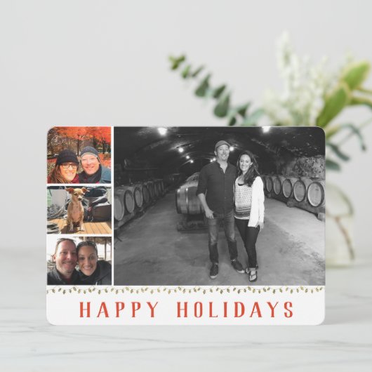 Meerdere foto's | 4 AFBEELDING | Prettige feestdag Feestdagenkaart (Staand voorkant)