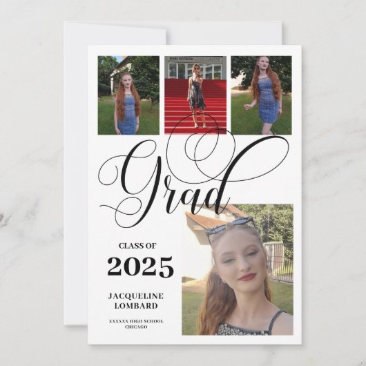 Meerdere foto's Afstudeeraankondiging Kaart (Voorkant)