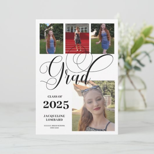 Meerdere foto's Afstudeeraankondiging Kaart (Staand voorkant)