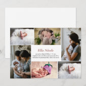 Meerdere foto's Collage Birth Announcement Girl Bo Kaart (Voorkant / Achterkant)