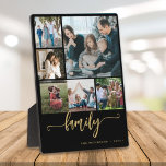 Meerdere foto's collage familiemanuscript modern k fotoplaat<br><div class="desc">Elegant modern familiehandgeschreven kalligrafiescript met zes douanefoto's zwarte gouden handdruk foto plaque sjabloon.            Gelieve te merken op dat de achtergrondkleur veranderbaar is. U kunt de zwarte vervangen door een andere kleur nadat u de optie AANPASSEN hebt geselecteerd.</div>