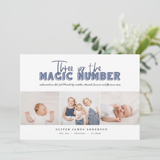 Meerdere foto's: drie kinderen aankondiging (Staand voorkant)